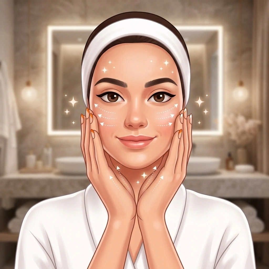 چرب کردن صورت برای ماساز با گواشا