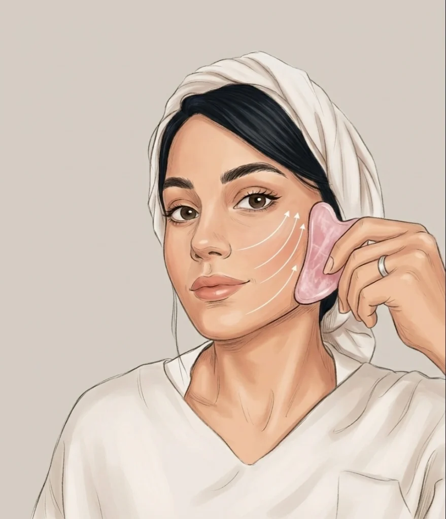 تکنیک لیفت گونه و خط خنده با گواشا